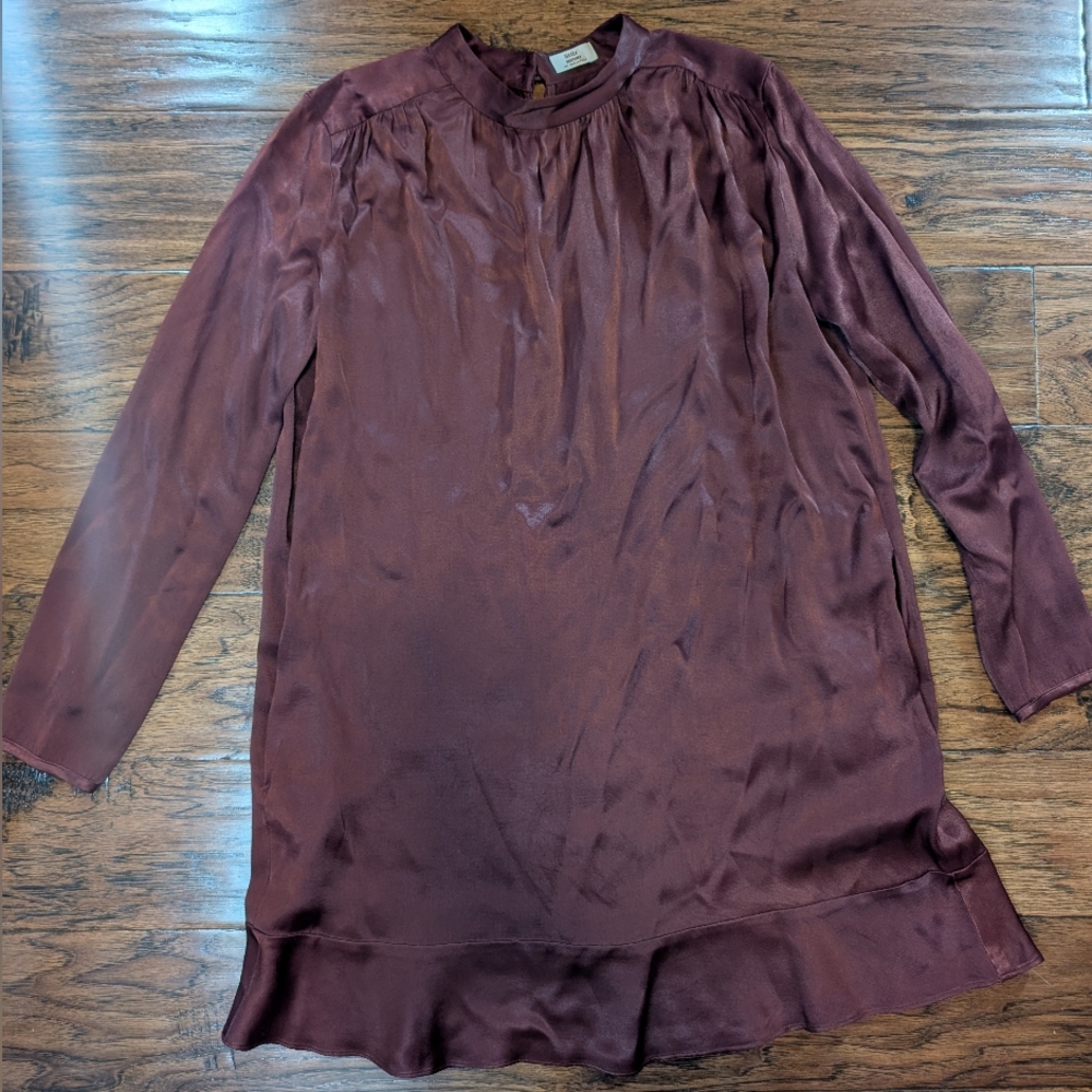 Little Moon Elegant Burgundy Long Sleeve Dress Size XS